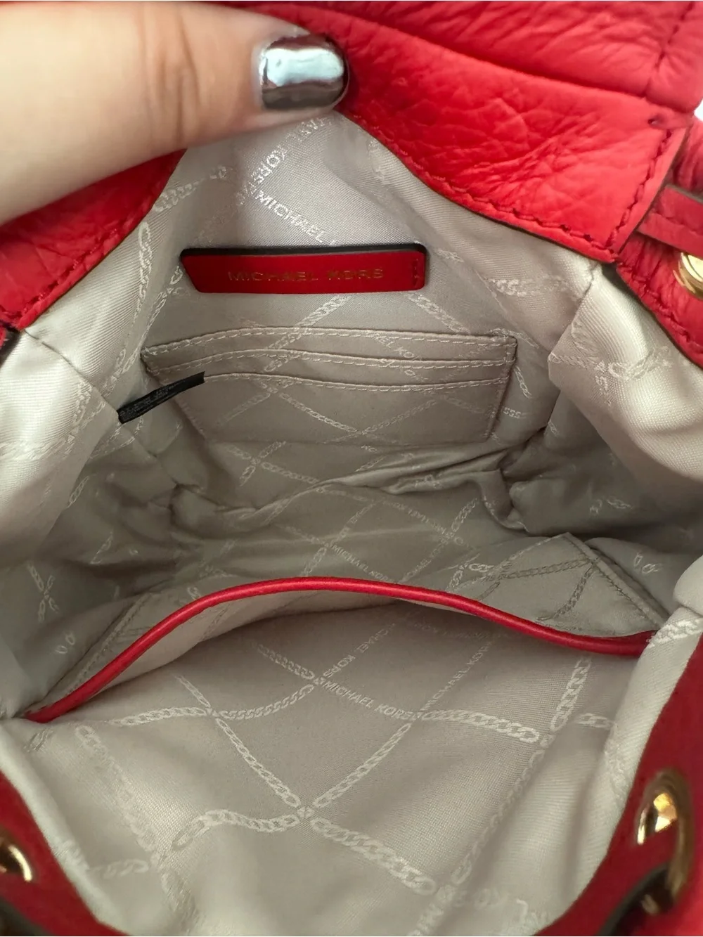 Michael Kors Red Pebbled Leather Mini Backpack with Gold Hardware